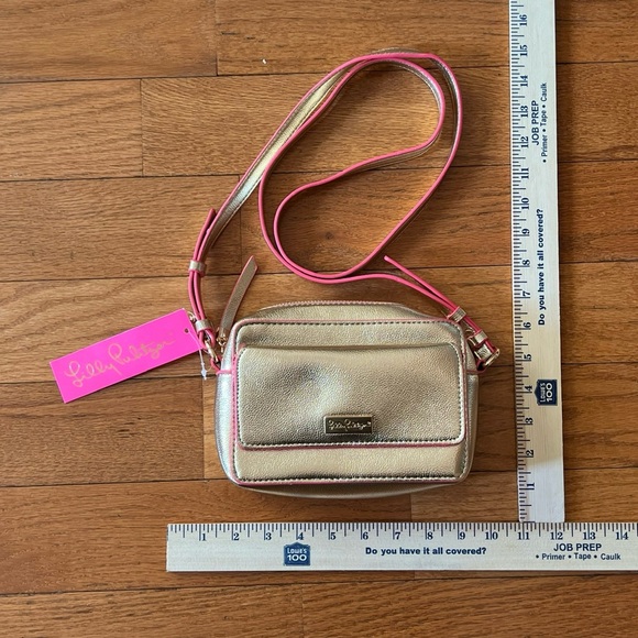 💝 NWT Lilly Pulitzer Lilias Crossbody Purse Gold and Pink - Picture 4 of 10